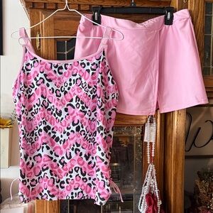 Leopard Print Two Piece Swimsuit in Pink